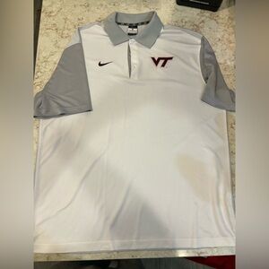 Nike White and Gray Virginia Tech Polo XL